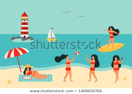 ストックフォト: Surfing Surfer Girl Taking Selfie Withsurfboard