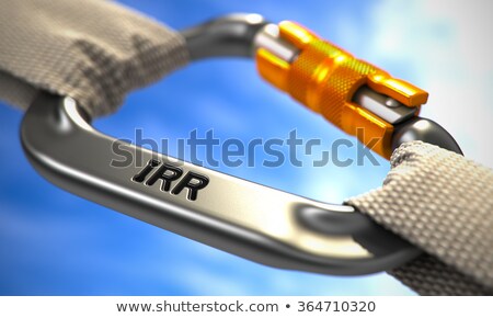 Foto stock: Chrome Carabiner Hook With Text Irr