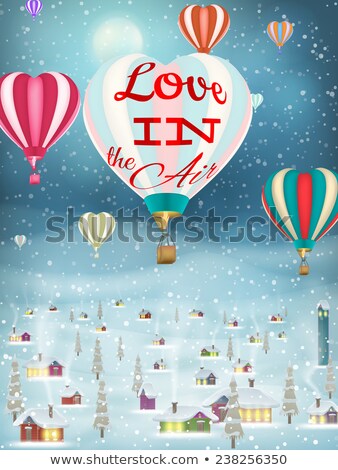 Foto stock: Bright Balloon Flying Over Village Eps 10