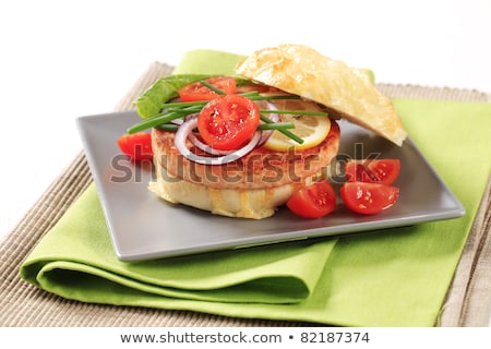 Stock photo: Pan Fried Salmon Patty