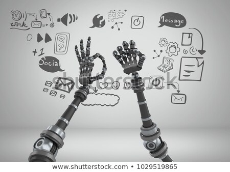 Stock photo: Android Hand And Social Media Drawings Graphics