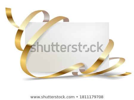 ストックフォト: ェディングカード-空白の白い紙の周りのゴールデンリボン