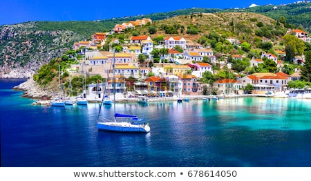 Stock fotó: Traditional Colorful Greece Series - Small Fishing Village And Boat