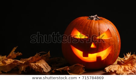 商業照片: Pumpkin For Halloween And Dried Leaves