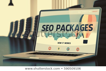 Stok fotoğraf: Seo Packages Concept On Laptop Screen