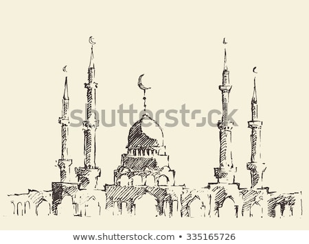 Foto stock: Mosque Islamic Religious Building Vector Illustration For Musli