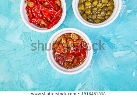 Foto d'archivio: Italian Preserved Set - Marinated Capers And Pepper Sundried Tomatoes