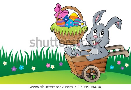 Foto stock: Easter Bunny In Wheelbarrow Image 4