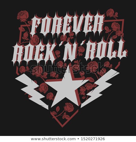 Stock photo: Rock Star With Rose Lettering Print For Card Poster Or T Shirt