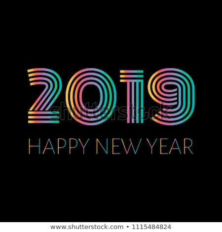 Foto stock: Happy New Year Ribbon Banner In Bright Colorful Style