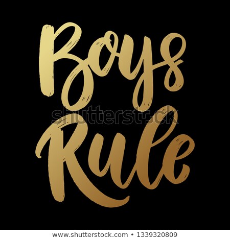 Foto stock: Boys Rule Lettering Phrase On Dark Background Design Element For Poster Card Banner Flyer