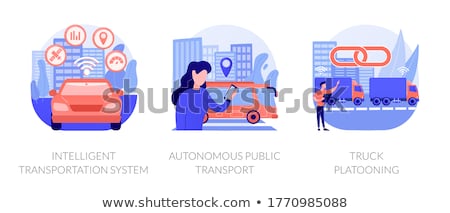 Stockfoto: Truck Platooning Concept Vector Illustration