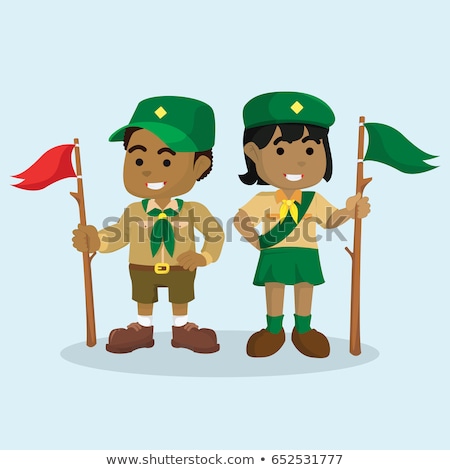 Stok fotoğraf: Boy In Scout Uniform Standing On White Background