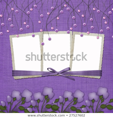 Foto d'archivio: Violet Abstract Background With Suspended Beads And Frame