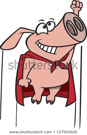 Foto stock: Flying Superhero Pig