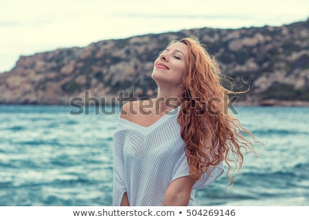 Zdjęcia stock: Woman Breathing On The Beach