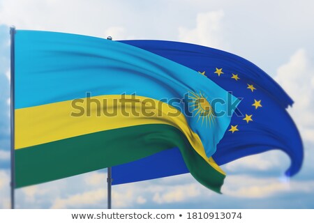 Stock fotó: European Union And Rwanda Flags