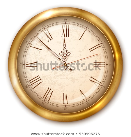 Zdjęcia stock: Clock Golden Vector Icon Design