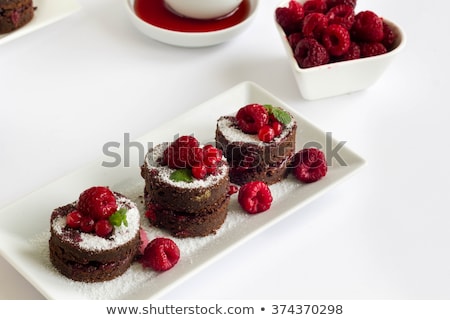 Foto stock: Mini Chocolate Cake With Fresh Raspberries