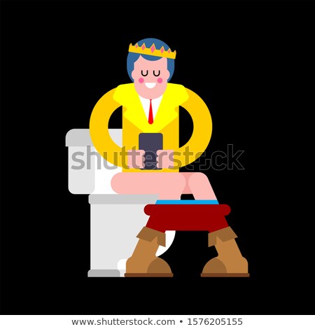 Stok fotoğraf: Prince Sits Isolated Young King And Phone Template For Design