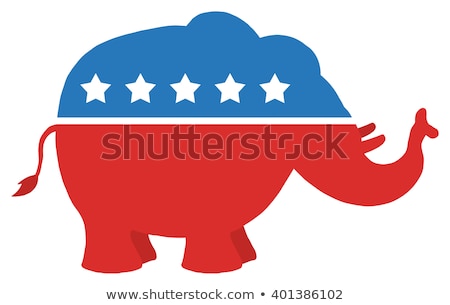 Imagine de stoc: Republican Elephant Cartoon Blue Circle Label With Text