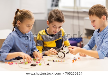 ストックフォト: Happy Children Building Robots At Robotics School