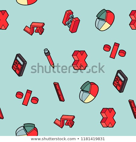 Stock foto: Algebra Color Outline Isometric Pattern