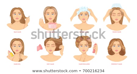 Foto stock: Spa Procedure For Hair In Beauty Salon Cartoon Set