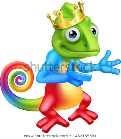 Stock fotó: Chameleon King Crown Cartoon Lizard Character