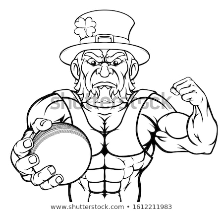 Stockfoto: Leprechaun Holding Cricket Ball Sports Mascot