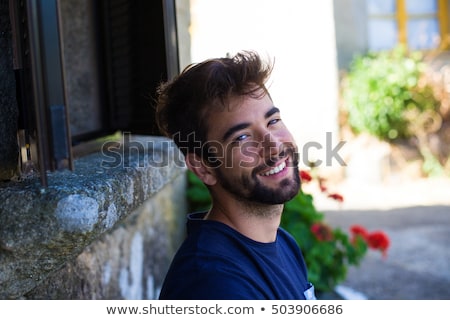 Stok fotoğraf: Portrait Of A Happy Young Boy Outdoors Forest