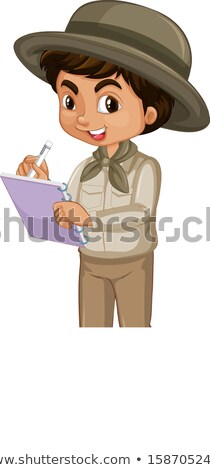 Zdjęcia stock: Boy In Safari Outfit On White Background