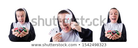 Foto stock: Nun In The Gambling Concept