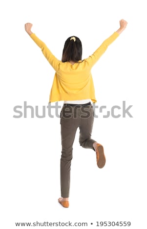 Stok fotoğraf: Back View Asian Woman Jumping