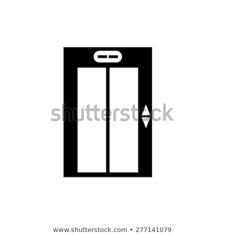 Zdjęcia stock: Closed Elevator Door Black Line Vector Icon