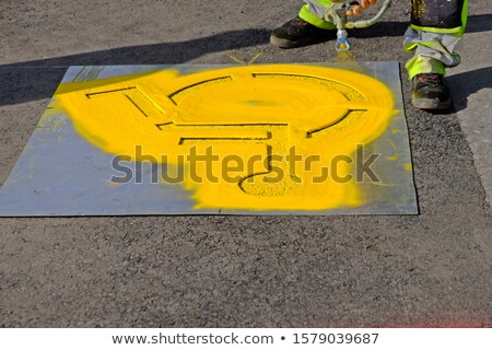 Stok fotoğraf: Spray Paint White Line On Gray Concrete Background