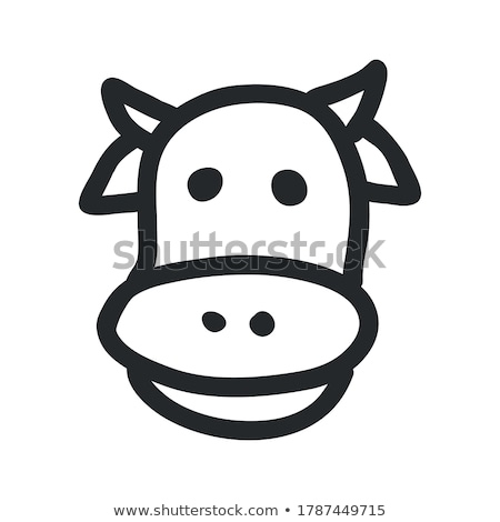 Zdjęcia stock: Cartoon Black And White Cow In A Childish Drawing Style