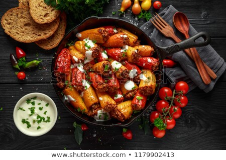 Stock fotó: Stuffed Pepper And Spaghetti