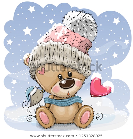 [[stock_photo]]: Happy Valentines Day Knitted Teddy Bear With Heart Vector Illustration