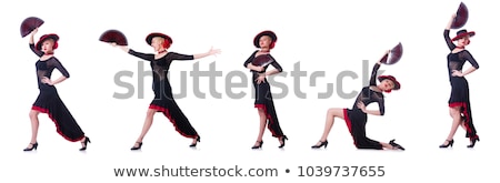 Stok fotoğraf: Woman Dancing Traditional Spanish Dance Isolated On White