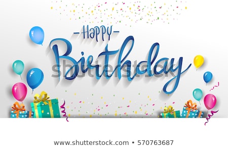 Foto stock: Birthday Card With Box And Balloons