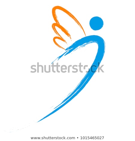 Foto stock: Vector Angel Symbol With Brush Painting Isolated On White Background