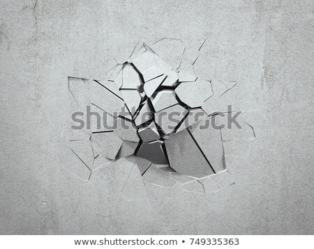 Zdjęcia stock: Wall With Large Cracks And Faults 3d Rendering