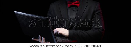 Stok fotoğraf: Portrait Of Confident Handsome Ambitious Happy Elegant Responsible Businessman On Black Background