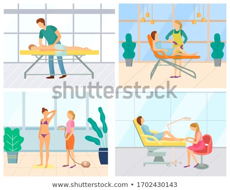 Foto d'archivio: Pedicurist Pedicure And Wax Depilation Set Vector