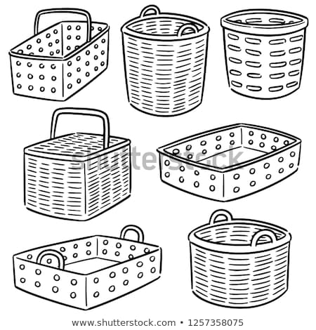 Vector Set Of Plastic And Wicker Basket Сток-фото © olllikeballoon