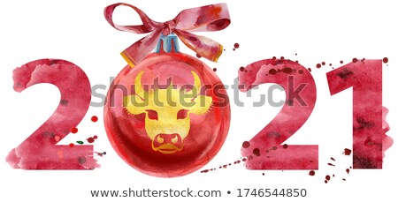 Stock fotó: Watercolor Illustration New Year Two Thousand And Twenty With Christmas Decorations