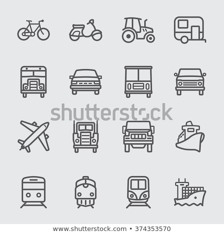 Stock photo: Agricultural Cargo Trailer Vector Thin Line Icon