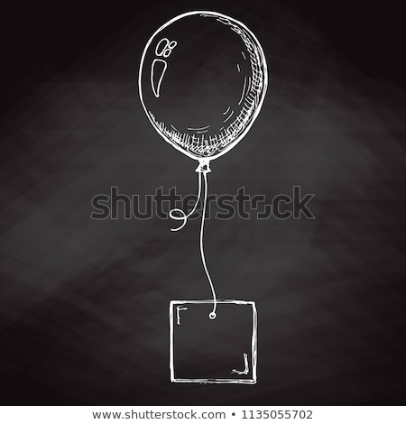 Stock foto: Sketch Of A Balloon With A Card On A Rope Place For Text Congratulations Hand Drawn Chalk On The