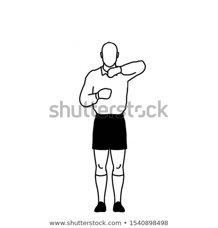 [[stock_photo]]: Rugby Referee Penalty Leaning On Lineout Signal Drawing Retro